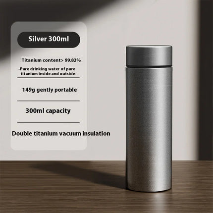 Pure Titanium Insulated Cup Men And Women'S Water Cup Portable Tea Cup Tea Water Separation Titanium Cup Cold Insulation Bottle