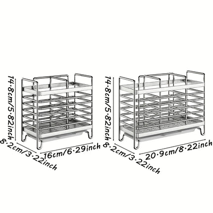 1pc Chopstick Holder,Kitchen Punch-free Wall-mounted Cutlery Storage Box,2/3 Grids with Drain Tray And 4 Hooks, Knife Fork Spoon