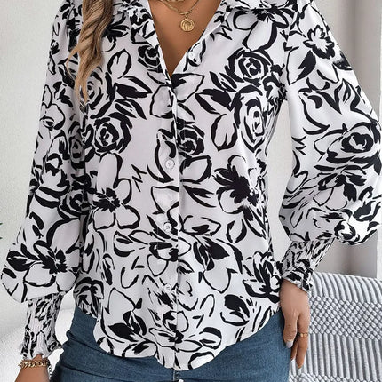 VigoCasey 2025 Female Elegant Single Breasted Shirt Women Casual Long Sleeve Top Spring Autumn Office Lady Print Tops Clothes