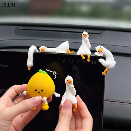 Resin Cartoon Animal Decor For Desk Car Dashboard TV Monitor Gift Idea Cute 3D Duck Figurine Mini Resin Duck Ornament Playful[Q]