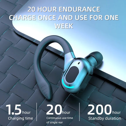 New Bluetooth Business Wireless Headphone Ear-Hook Mini HIFI Bass Single Ear Earphone With Mic Earbuds Sport Game Drive Headset
