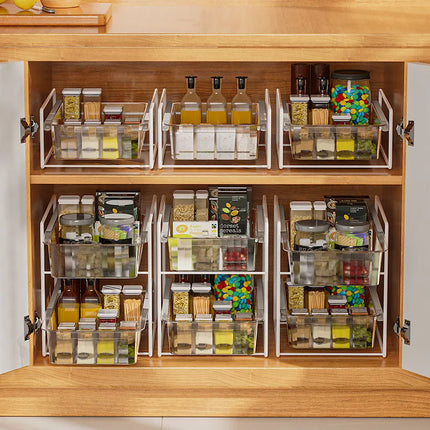 1-3 Tier Under Sink Organizer Pull Out Cabinet Storage Rack Sliding Shelf with Clear Drawers for Kitchen Bathroom Storage Rack