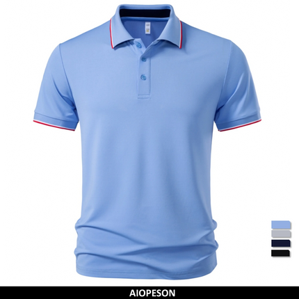 AIOPESON Men's Solid Color Work Polo Shirt Office Breathable Moisture Wicking Professional Casual Daily Wear Polo Shirts