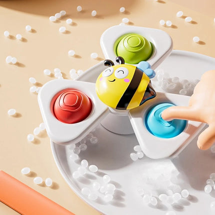 3PC Set Suction Cup Spinning Cartoon Animal Spinner Toys For Kids Window High Chair Tray Bath Table Travel for Children Gift