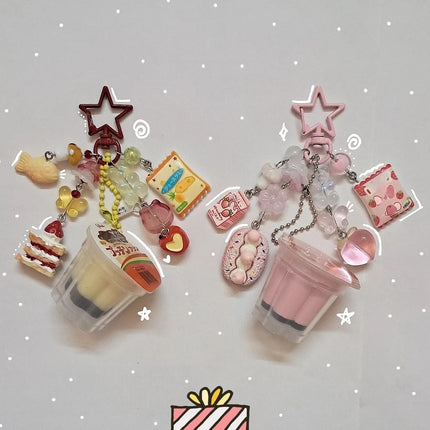 Super cute pudding jelly keychain handmade aesthetic design Y2K