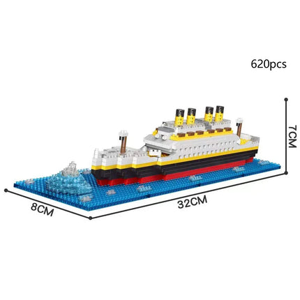 KNEW BUILT Titanic 3D Plastic Model Ship Building Blocks for Adults Micro Mini Bricks Toys Kits Assemble Cruise Boat Kids Gift