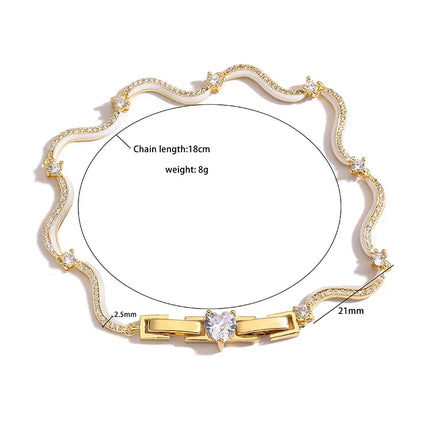18K Gold Plated Fashion Enamel Chains Necklace Bracelet Jewelry Sets Brass Chain Wave Multicolor Women Wholesale Wedding Gifts