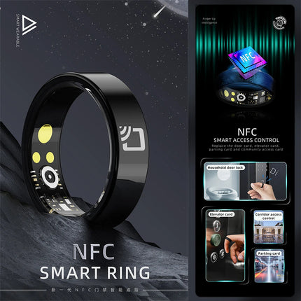 R20 Ceramic Smart Ring Support NFC Access Control 7mm Ultra Thin For Men Women Heart Rate Blood Pressure Oxygen IP68 Waterproof