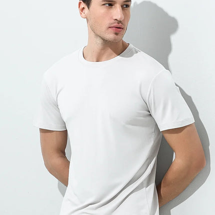 94% Modal 6% Spandex Summer Short Sleeve T-shirt Men Crew Neck Solid Color Casual Underwear Brand High Quality Mens Clothing New
