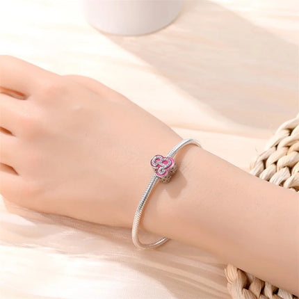 100% 925 Sterling Silver Fashion Pink Princess Skirt Bag Lipstick Charms Beads Fit Qikaola Original Bracelets DIY Jewelry Gifts