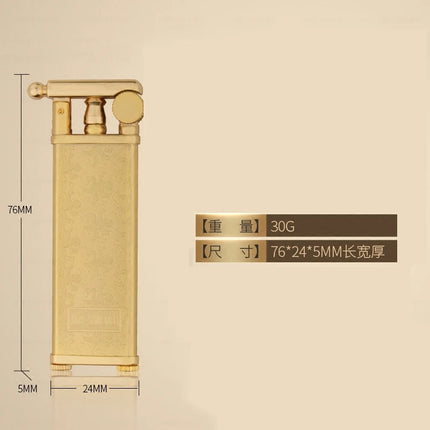 Japan Retro Gold Thin Wheel Kerosenes Lighter Metal Portable ultra-thin Gasolines Flint Wick Lighter for Men's Cigarette Gift