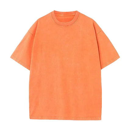 Summer fashion men's washed T-shirt cotton retro faded unisex basic T-shirt short-sleeved loose sports top