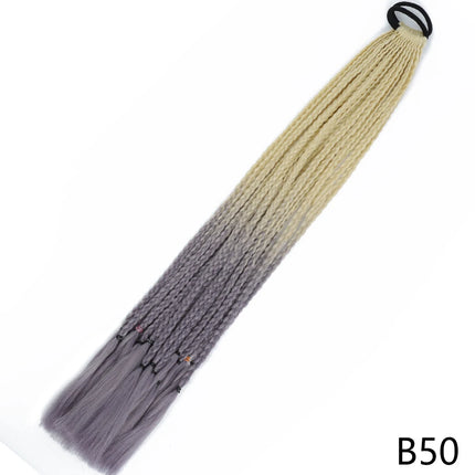 AZQUEEN Synthetic Gradient Color Dirty Braided Ponytail 60CM Elastic Rubber Band Braiding Pony Tail Hair Extensions For Girls