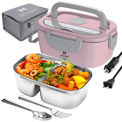 New 65W 1.5L Large Capacity 12V 24V Car Electric Lunch Box Portable Home 110V 220V Electric Lunch Box with Insulation Bag