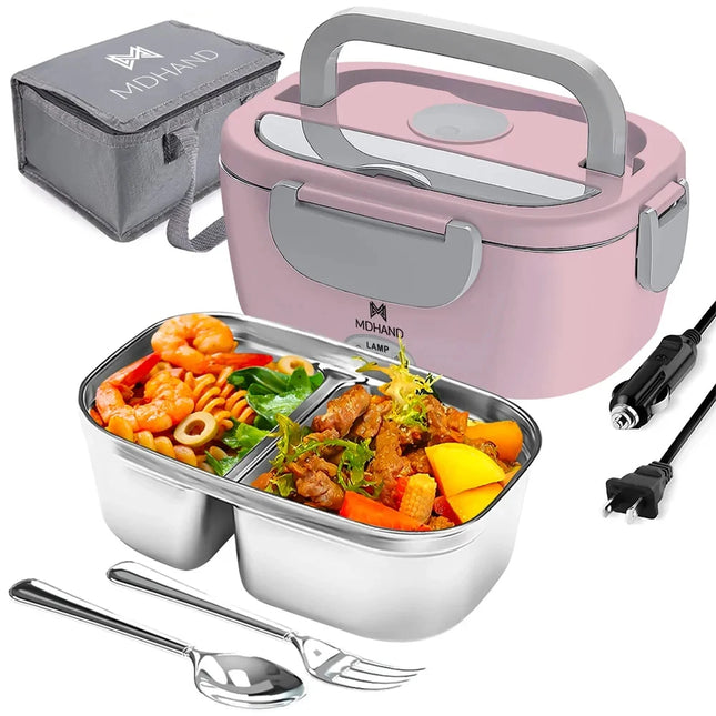 New 65W 1.5L Large Capacity 12V 24V Car Electric Lunch Box Portable Home 110V 220V Electric Lunch Box with Insulation Bag