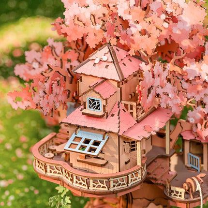 Robotime Sakura Tree House 3D Puzzles DIY Model Building Toy Wooden Craft Kits Hobby for Adult Brain Teaser Gift
