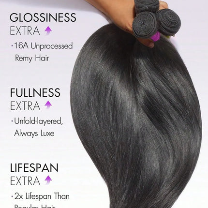 26 28 30 Inch Straight Hair Brazilian Straight Human Hair Weave Bundles Natural Black 1/3/4pcs 100% Human Hair Bundles Remy Hair