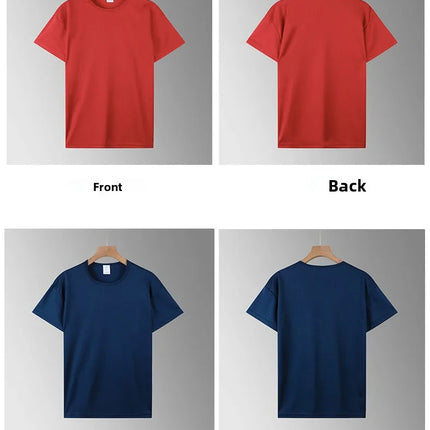 Men's Short Sleeve Sport T-shirt Quick Dry Running Blue Football Training Fitness Casual Wear Polyester Fiber round Neck T-shirt