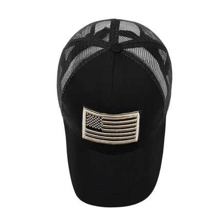 Men's Outdoor Trucker Cap with Embroidered Flag Camouflage Patch & Velcro Fastener
