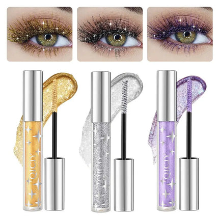 Diamond Mascara Shiny Galaxy Sequins Glitter Lash Mascara Eyelashes Waterproof Fast Dry Curling Thick Mascara Shimmer Makeup