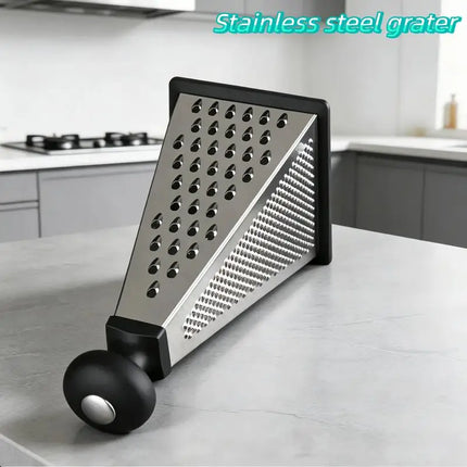 Stainless Steel 4 Sided Pyramid Grater With Non Slip Handle Perfect For Home Kitchen Shred Cheese Vegetables Potato Carrot