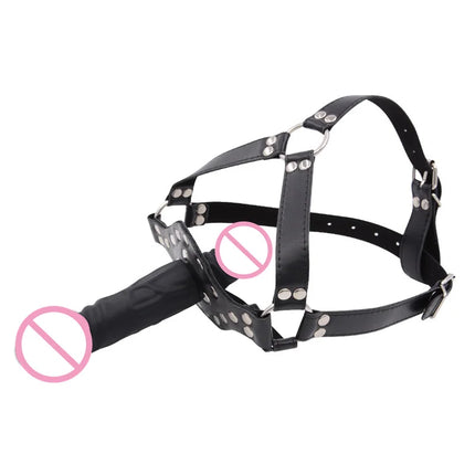 Double-Ended Dildo Gag Open Sex Toys For Couples Women Slave Restraint Head Strapon Mouth Gag Mouth Plug BDSM Bondage Sex Shop
