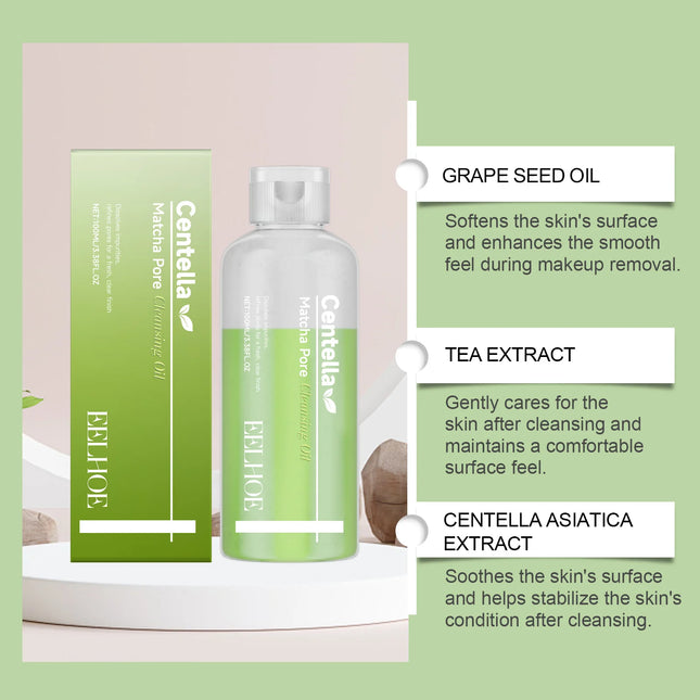 Matcha Cleansing Oil - Gentle Daily Cleanser for Moisturizing and Caring for Facial Skin, Refreshing Face Care Oil