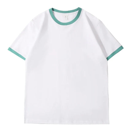210G Heavy Cotton Men's T-shirt Edge-bumping O-Neck Short-sleeved Man T shirt Contrasting Color Splicing Men T-shirt Tops Tees