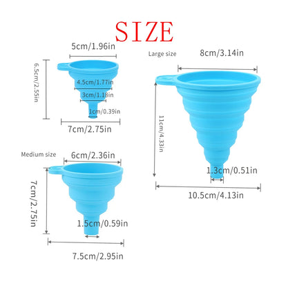 3 pc Silicone Collapsible Foldable Funnel Household Kitchen Cooking Tools Portable Wine Mini Portable Oil Pot Funnel