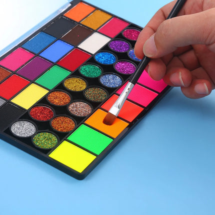 42 Colors Water Soluble Face Body Painting Set UV Neon Glitter Face Paint Art Halloween Christmas Party Body Paint Makeup Kit