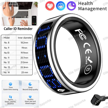 2026 Smart Ring Tasbih Counter Dynamic Display Screen Heart Rate Blood Oxygen Monitor 5ATM Waterproof Multi Sports Modes Gifts