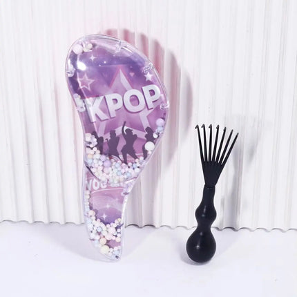 2pcs KPOP cartoon massage brush set - anti-static shower brush, comb cleaning brush cleaning tool, special for real hair wigs