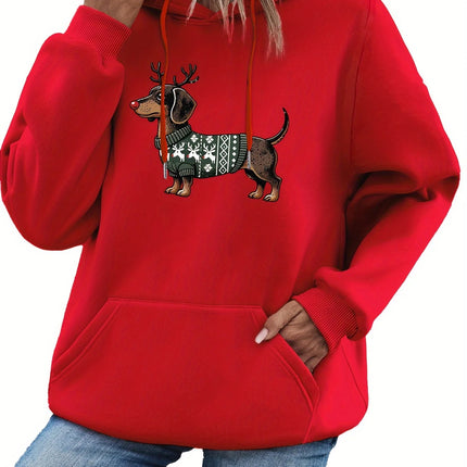 Women's casual hoodie sweatshirt with cute cat pattern print round neck long sleeves for autumn and winter warmth, regular style