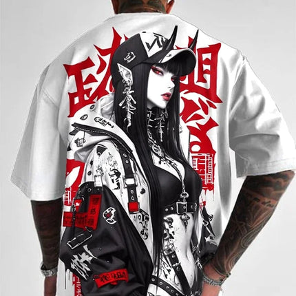 Men's and Women's Summer Fashion 3D Print Japanese Anime Printing T-shirt Casual Polyester Round Neck Casual Short Sleeve Tees