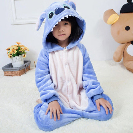Kigurumi Kids Stitch Animal Cartoon Pajamas Children Sleepwear Girls Boys Onesies Cosplay Costumes For Christmas Halloween Party