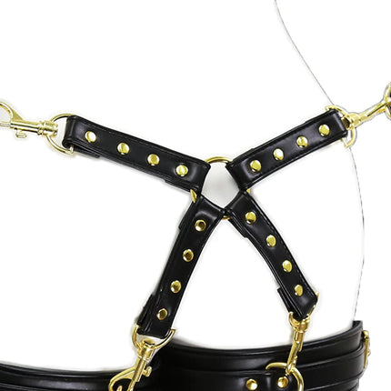 Thierry Four-end Metal Hook PU Leather Belt for Restraint Bondage Convenient Connection Lock Adult Sex Toys Sex Game Accessory