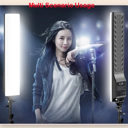 LED Rectangular Video Light Dimmable Continuous Photography Lighting Kit , Long Arm Tripod Stand for Photo Studio Desktop