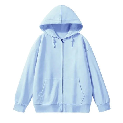 Women's Oversize Hoodie Jacket Thickened Cotton Polyester Zipper Cardigan Fleece Outerwear Lazy Style Solid Color Coat