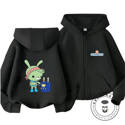 Cute Kawaii 2026 Octonauts Zipper Hoodie 3-14Y Boys Girls Autumn Winter Cartoon Street Hot Fashion Outdoor Casual Lovely