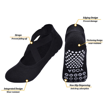 Women Non-Slip Yoga Socks Silicone Indoor Cotton Bandage Backless Pilates Fitness Sock Ladies Ballet Dance Sports Grippers Socks