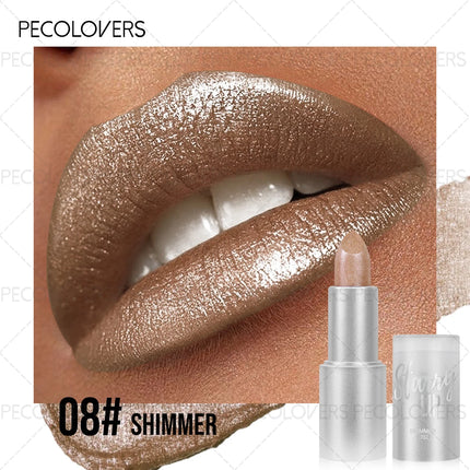 1PC Shiny Metallic Lipstick - Pearlescent Lip Gloss, Suitable for All Skin Types, High Pigmentation, Mild Formula, New Year Gift