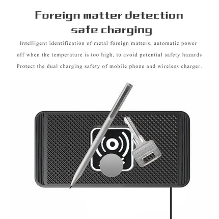 15W Wireless Car Charger Pad Non-Slip Qi Fast Charging for Android & iPhone 11/12/13/14 - Vehicle Phone Charger