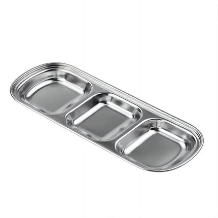 304 Stainless Steel 3-compartment Dip Tray Seasoning Sauce Seasoning Tray BBQ Restaurant Cutlery