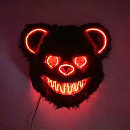 Halloween Light Up Horror Mask Glowing Bloody Bear Killer Mask Flashing Neon Scary Bear Mask for cosplay mask purim props
