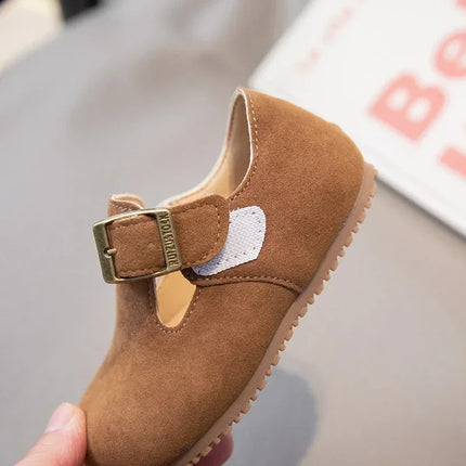 Boys Girls Flat Shoes Retro Non-slip Sweet Kids Moccasins Soft Sole 2024 New Fashion Children Leather Shoes Hook&loop Elegant