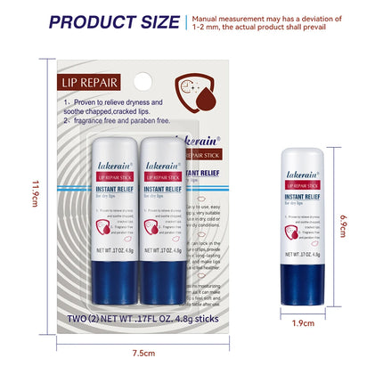 Lakerain Lip Repair Stick 2 Packs Quick Relief Of Dry Moisturizing And Smoothing lip Lines Lip Balm Soothes Chapping Lipstick