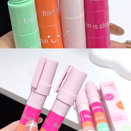 Cappuvini stacking four-color lip balm moisturizing lip balm lip care temperature change lip balm