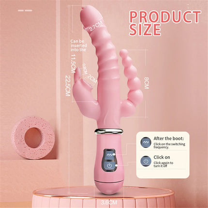 Vibrator Powerful 3 in 1 Dildo Rabbit Vibrator Waterproof Anal Clit Vibrator Sex Toys for Women Couples Flirting Dildo Vibrator