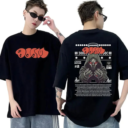 Rapper Mf Doom Graphic T Shirt Madvillainy Metal Music Album T-shirt Men Women Punk Vintage Oversized Cotton Tshirt Streetwear