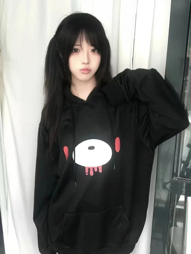 Autumn Lazy Women Casaul Gothic Sweatshirt Y2k Aesthetic Japanese Cartoon Print High Street Hoodied Harajuku Punk Clothes